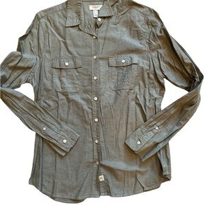 Lands' End Gray Button-Up Shirt